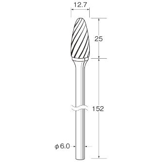 日本精密機械工作（株） ロングシャンク超硬カッター スパイラルカット 軸径φ6 K ロングシャンク超硬カッター　スパイラル K9671
