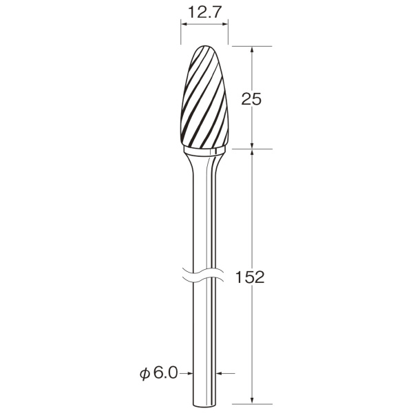 日本精密機械工作（株） ロングシャンク超硬カッター スパイラルカット 軸径φ6 K ロングシャンク超硬カッター　スパイラル K9671