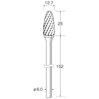 日本精密機械工作（株） ロングシャンク超硬カッター クロスカット 軸径φ6 K ロングシャンク超硬カッター　クロスカット K9672