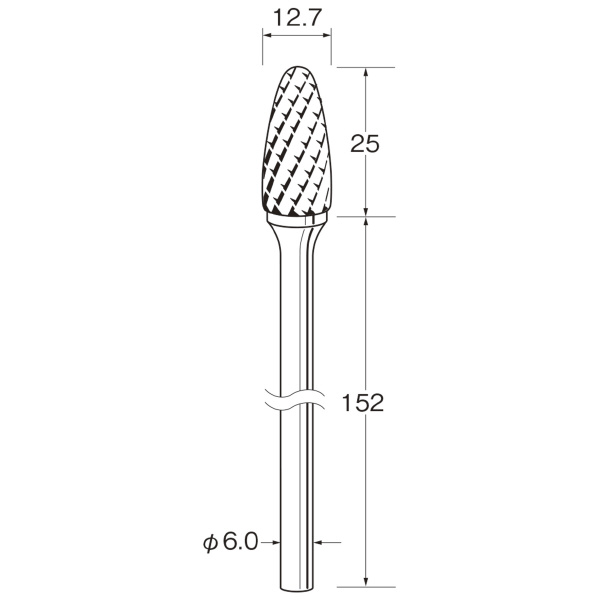日本精密機械工作（株） ロングシャンク超硬カッター クロスカット 軸径φ6 K ロングシャンク超硬カッター　クロスカット K9672
