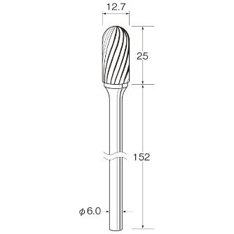 日本精密機械工作（株） ロングシャンク超硬カッター スパイラルカット 軸径φ6 K ロングシャンク超硬カッター　スパイラル K9675