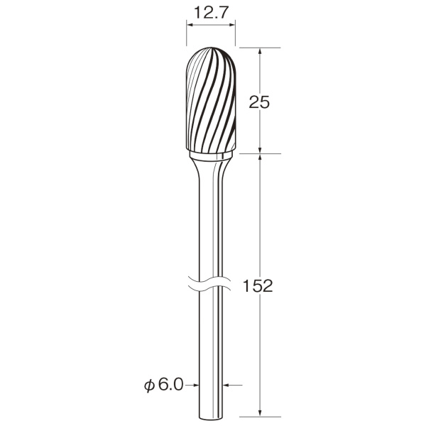 日本精密機械工作（株） ロングシャンク超硬カッター スパイラルカット 軸径φ6 K ロングシャンク超硬カッター　スパイラル K9675
