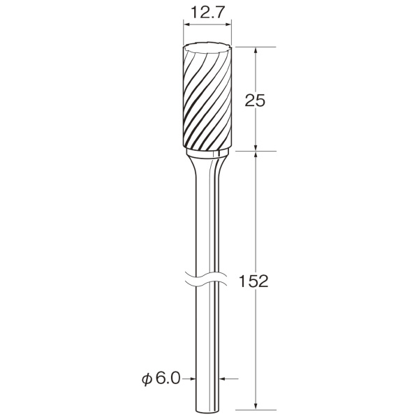 日本精密機械工作（株） ロングシャンク超硬カッター スパイラルカット 軸径φ6 K ロングシャンク超硬カッター　スパイラル K9677
