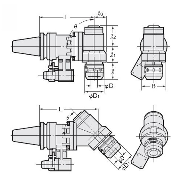 （株）日研工作所 ソリッド型90°タイプアンギュラヘッド NBT-AHK ソリッド型９０°タイプアンギュラヘッド NBT50-AHK10-240-90