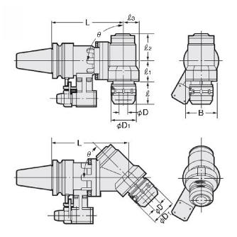 （株）日研工作所 ソリッド型90°タイプアンギュラヘッド NBT-AHC ソリッド型９０°タイプアンギュラヘッド NBT40-AHC20-160-90