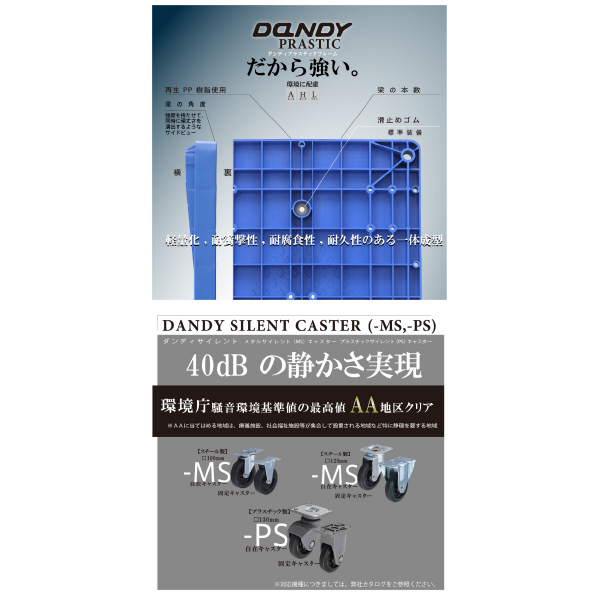 花岡車輌（株） ダンディ台車 Pシリーズ 大 UPA-LS ダンディプラスチックサイレントエース UPA-LS-GS