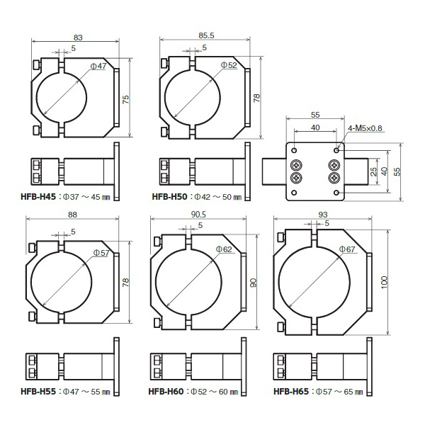 （株）ベッセル ホルダーアタッチメント HFB ホルダーアタッチメント（φ４２～５０） HFB-H50