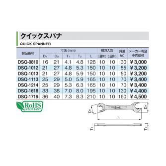 ＴＯＮＥ（株） クイックスパナ DSQ クイックスパナ DSQ-1012