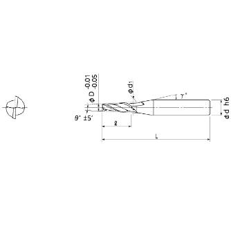 日進工具（株） テーパエンドミル NTE-2 テーパエンドミル NTE-2 0.8X3ﾟ
