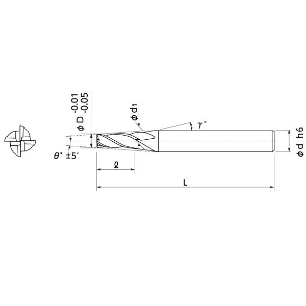 日進工具（株） テーパエンドミル NTE-4 テーパエンドミル NTE-4 6X30