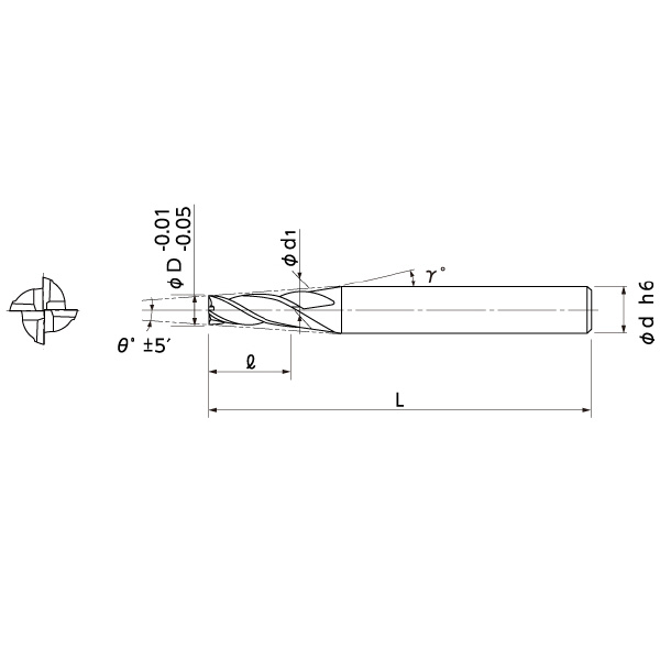 日進工具（株） テーパロング刃エンドミル NTEL-4 テーパロング刃エンドミル NTEL-4 6X1ﾟ