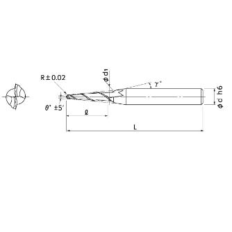 日進工具（株） テーパーボールエンドミル NTB-2 テーパーボールエンドミル NTB-2 R0.5X7ﾟ