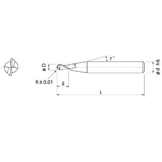 日進工具（株） ミニチュアボールエンドミル NCB ミニチュアボールエンドミル NCB-2 R0.2