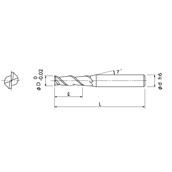 日進工具（株） アルミ加工用 ２枚刃3倍刃長エンドミル AL3D-2 アルミ加工用２枚刃３倍刃長エンドミル AL3D-2 2.5