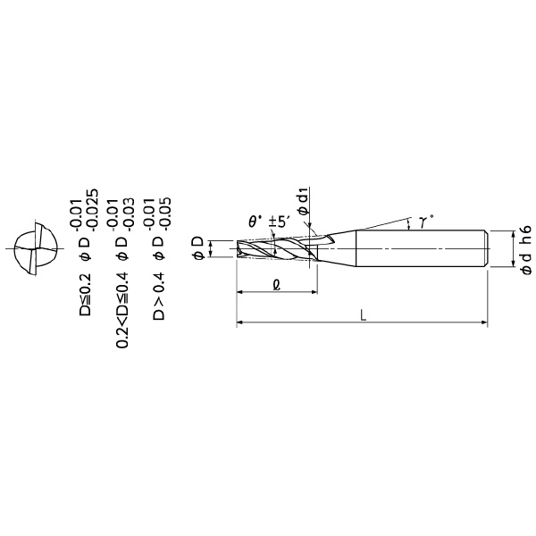 日進工具（株） 無限テーパーエンドミル MTE 無限テーパーエンドミル MTE230 0.3X1ﾟ30