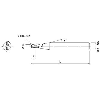 日進工具（株） 無限コーティング 高精度 プロフィットボールエンドミル MSB230G2 無限　高精度プロフィットボールエンドミル MSB230G2 R0.2