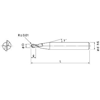 日進工具（株） 無限コーティング ロングボールエンドミル MSBL230 無限コーティング　ロングボールエンドミル MSBL230 R3