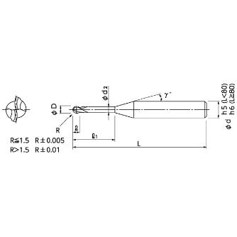 日進工具（株） 無限深リブ用ボールエンドミル MRB 無限深リブ用ボールエンドミル MRB230 R0.15X1.5(D6)