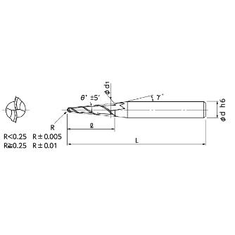 日進工具（株） 無限コーティング テーパボールエンドミル MTB230 無限コーティング　テーパボールエンドミル MTB230 R0.35X1ﾟ