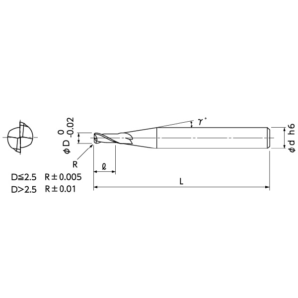 日進工具（株） 無限ラジアスエンドミル MSRS 無限ラジアスエンドミル MSRS230 2.5XR0.5