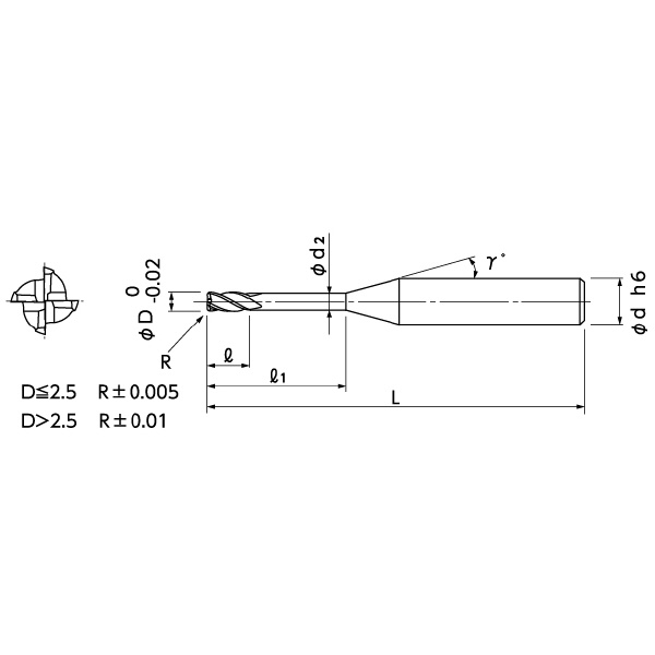 日進工具（株） 無限コーティング 4枚刃ロングネックラジアスエンドミル MHR430R 無限４枚刃ロングネックラジアスエンドミル MHR430R 1XR0.05X12
