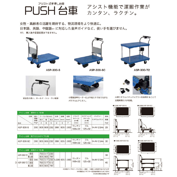 （株）をくだ屋技研 プッシュ台車 ASP-300 プッシュ台車 ASP-300-S