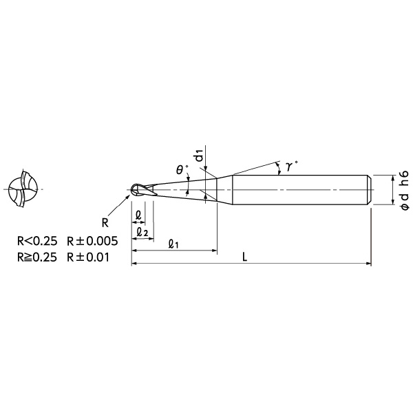 日進工具（株） 無限コーティング ロングテーパネックボールエンドミル MRBTN230 無限　ロングテーパネックボールエンドミル MRBTN230 R0.15X1ﾟ30X2
