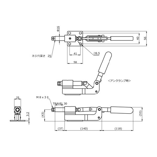 大阪角田興業（株） 横押し型トグルクランプ 横押し型トグルクランプ NO.X6