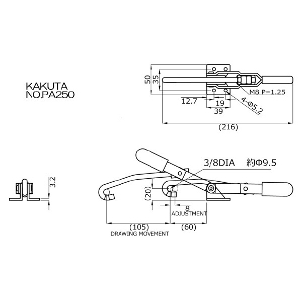 大阪角田興業（株） フック型トグルクランプ PA フック型トグルクランプ NO.PA250