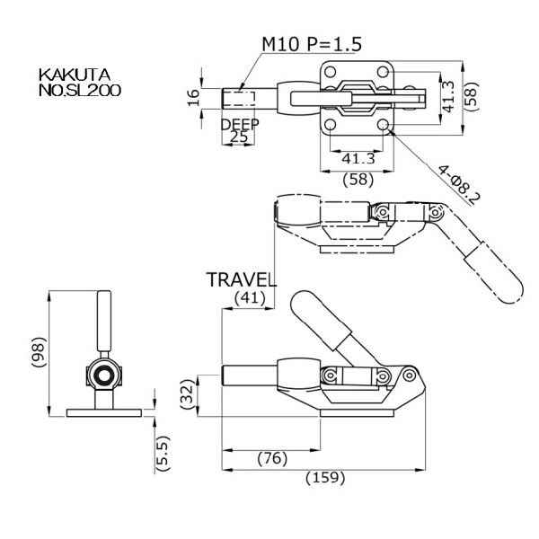 大阪角田興業（株） 横押し型トグルクランプ 横押し型トグルクランプ NO.SL200