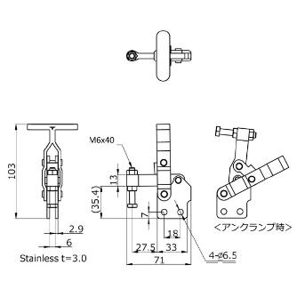 大阪角田興業（株） 下方押え型トグルクランプ ステンレス 下方押え型トグルクランプ　ステンレス NO.40S-2S