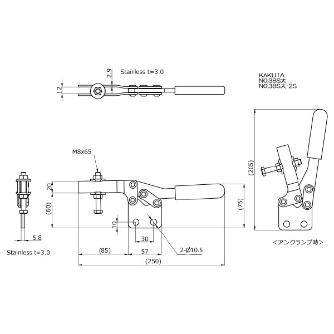 大阪角田興業（株） 下方押え型トグルクランプ ステンレス 下方押え型トグルクランプ　ステンレス NO.38Sﾀﾞｲ-2S