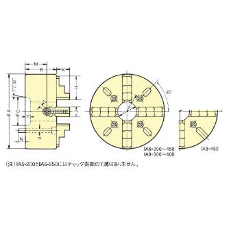 （株）北川鉄工所 インディペンデントチャック(ショートテーパ) IA インディペンデントチャック IA5-200