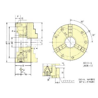 （株）北川鉄工所 一体爪スクロールチャック ソフトジョー付属 SC-F 一体爪スクロールチャック　ソフトジョー付 SC-3F