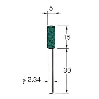 日本精密機械工作（株） 軸付グリーンカーボランダムゴム砥石 軸径φ2.34 R 軸付グリーンカーボランダムゴム砥石１０本 R3213