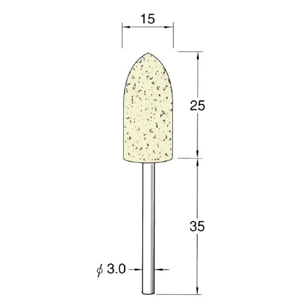 日本精密機械工作（株） 軸付フェルトバフ ハード 軸径φ3 F 軸付フェルトバフ　ハード　５本 F3615