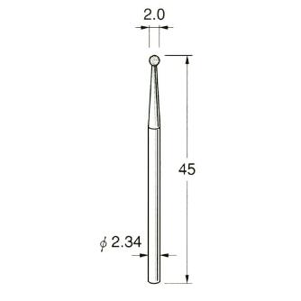 日本精密機械工作（株） 軸付電着ダイヤモンド砥石 軸径φ2.34 D 軸付電着ダイヤモンド砥石 D1020