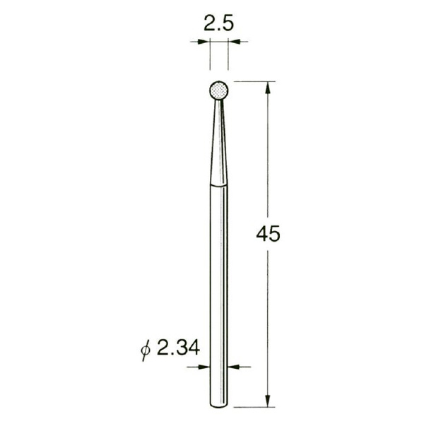 日本精密機械工作（株） 軸付電着ダイヤモンド砥石 軸径φ2.34 D 軸付電着ダイヤモンド砥石 D1025