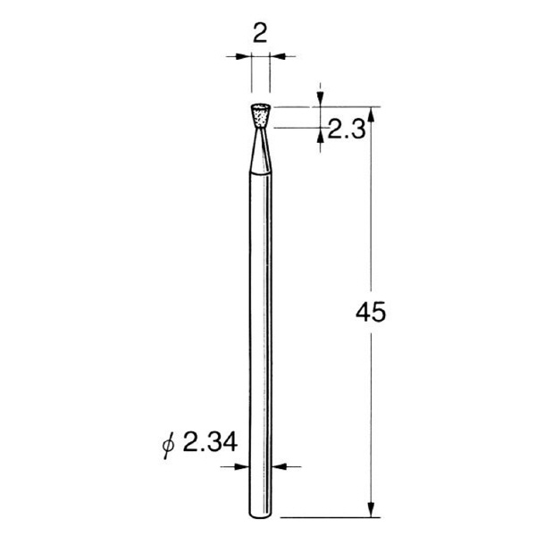 日本精密機械工作（株） 軸付電着ダイヤモンド砥石 軸径φ2.34 D 軸付電着ダイヤモンド砥石 D1620