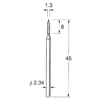 日本精密機械工作（株） 軸付電着ダイヤモンド砥石 軸径φ2.34 D 軸付電着ダイヤモンド砥石 D1313