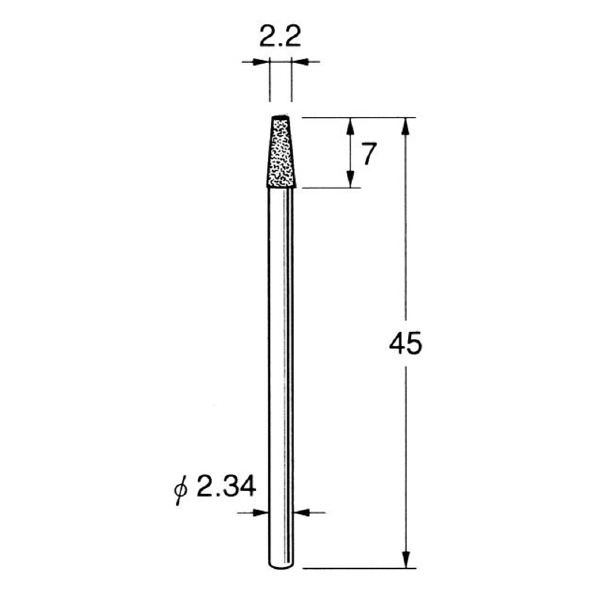 日本精密機械工作（株） 軸付電着ダイヤモンド砥石 軸径φ2.34 D 軸付電着ダイヤモンド砥石 D1522