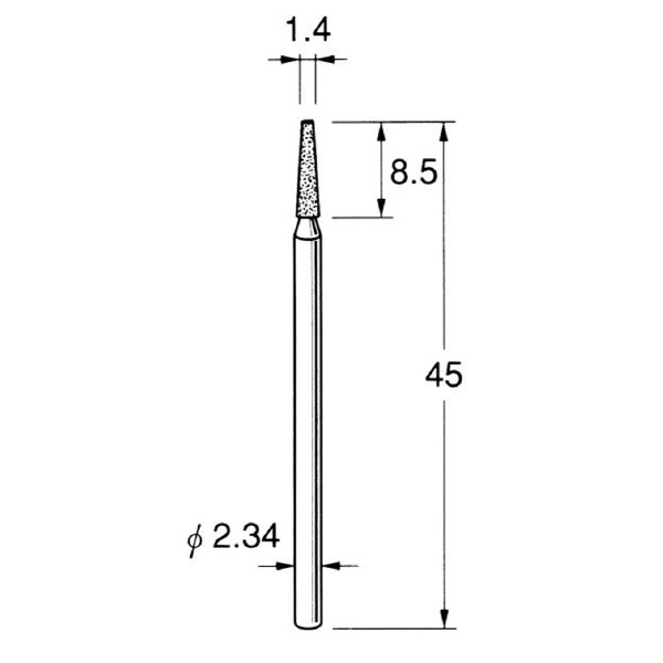 日本精密機械工作（株） 軸付電着ダイヤモンド砥石 軸径φ2.34 D 軸付電着ダイヤモンド砥石 D1514