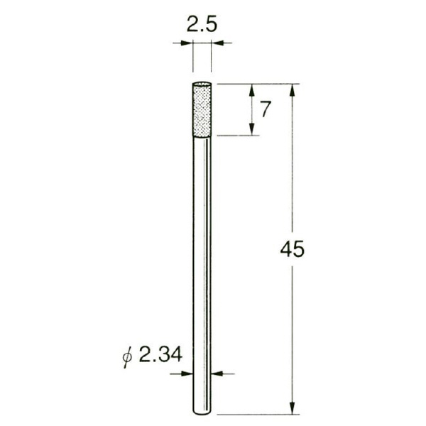 日本精密機械工作（株） 軸付電着ダイヤモンド砥石 軸径φ2.34 D 軸付電着ダイヤモンド砥石 D1125