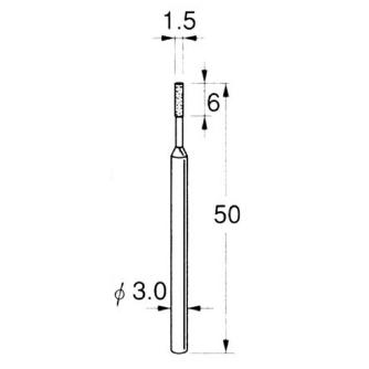 日本精密機械工作（株） 機械研削用軸付電着ダイヤモンド砥石 軸径φ3 D 機械研削用軸付電着ダイヤモンド砥石 D5315