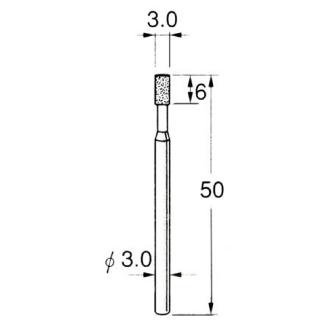 日本精密機械工作（株） 機械研削用軸付電着ダイヤモンド砥石 軸径φ3 D 機械研削用軸付電着ダイヤモンド砥石 D5330