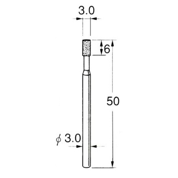 日本精密機械工作（株） 機械研削用軸付電着ダイヤモンド砥石 軸径φ3 D 機械研削用軸付電着ダイヤモンド砥石 D5330