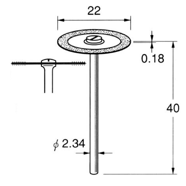 日本精密機械工作（株） 電着ダイヤモンドディスク 両面電着 軸径φ2.34 D 電着ダイヤモンドディスク　両面電着 D9322