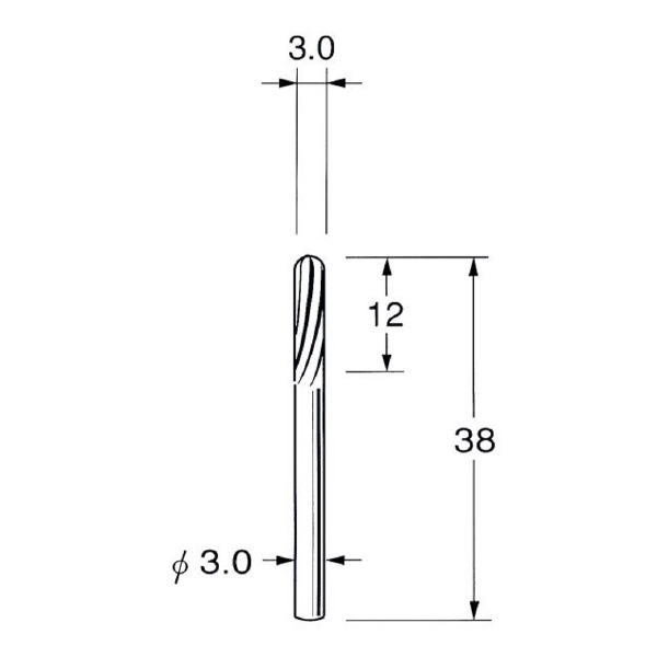 日本精密機械工作（株） 超硬カッター スパイラルカット 軸径φ3 K 超硬カッター　スパイラルカット K3213