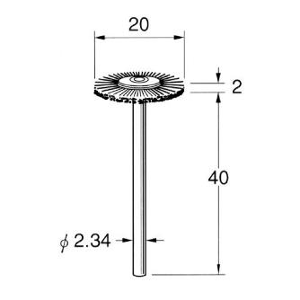 日本精密機械工作（株） 軸付ホイール型ブラシ 真鍮線 B 軸付ホイール型ブラシ　真鍮線　５本 B1120