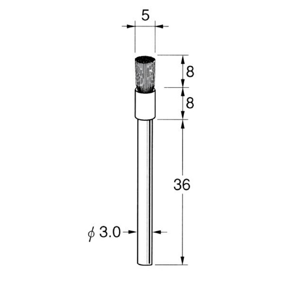 日本精密機械工作（株） 軸付エンド型ブラシ ナイロン B 軸付エンド型ブラシ　ナイロン　５本 B4215